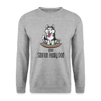 proud sibirian husky dad - Unisex Pullover - Weißgrau meliert - Vorne - Alina (178cm) & Michal (187cm)
