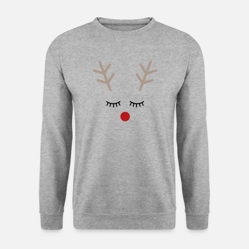 Rudolph Rentier Gesicht Geschenk Idee - Unisex Pullover - Weißgrau meliert