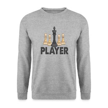 Joueur d'échecs joueur roi cadeau - Sweat-shirt Unisexe - gris chiné - Devant - Alina (178cm) & Michal (187cm)