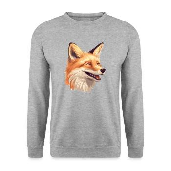 Fuchs Wald Kopf Tier Natur - Unisex Pullover - Weißgrau meliert - Vorne - Alina (178cm) & Michal (187cm)