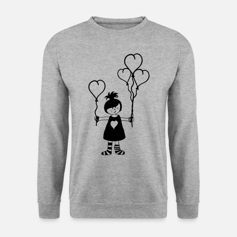 Mädchen Herzluftballons - Unisex Pullover - Weißgrau meliert