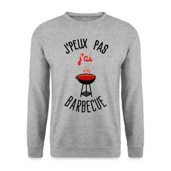 J peux pas j ai Barbecue - Sweat-shirt Unisexe - gris chiné - Devant - Alina (178cm) & Michal (187cm)