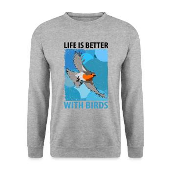 Bird Watching Birds Watching Birding Bird - Unisex Sweatshirt - salt & pepper - Front - Alina (178cm) & Michal (187cm)