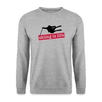 skiing is life i 2c - Unisex Sweatshirt - salt & pepper - Front - Alina (178cm) & Michal (187cm)