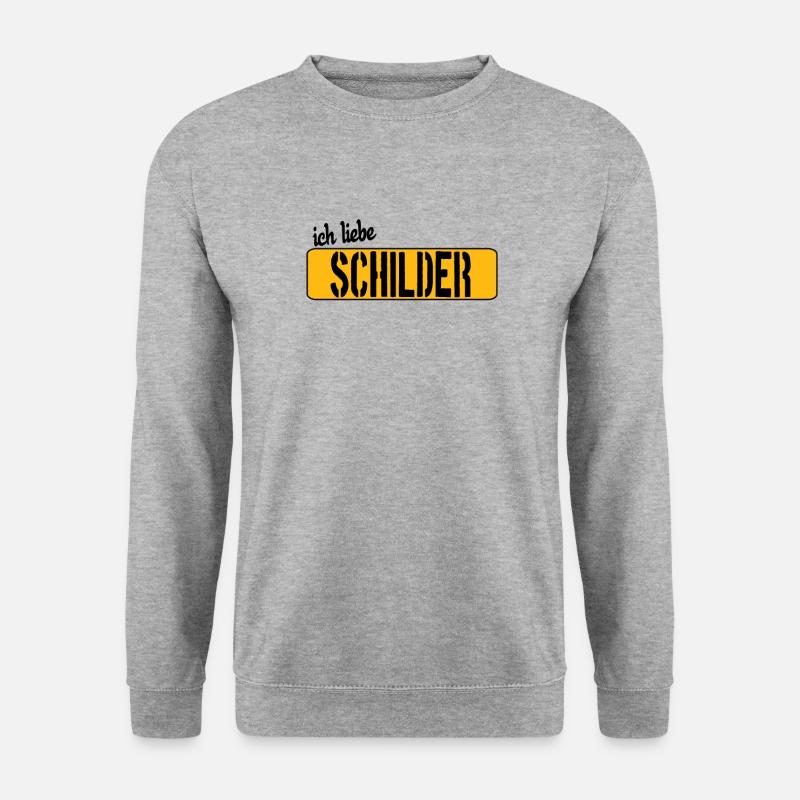 Ich liebe Schilder - Unisex Pullover - Weißgrau meliert