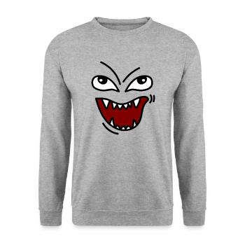 Angry face with teeth - Unisex Sweatshirt - salt & pepper - Front - Alina (178cm) & Michal (187cm)