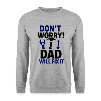Keine Panik Papa repariert das! - Unisex Pullover - Weißgrau meliert - Vorne - Alina (178cm) & Michal (187cm)