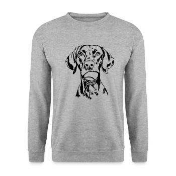 Vizsla Ball Balljunkie Hunde Wilsigns - Unisex Pullover - Weißgrau meliert - Vorne - Alina (178cm) & Michal (187cm)