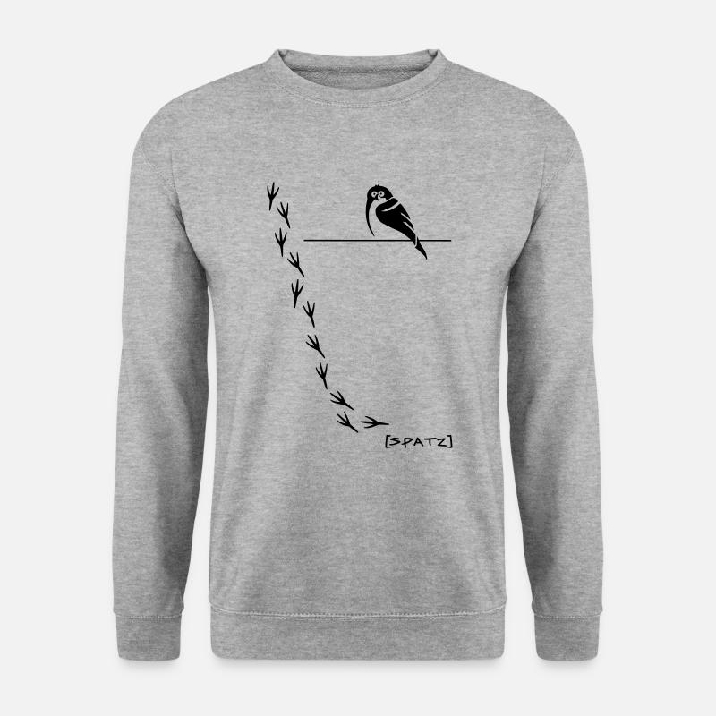 Spatz mit Spuren - Unisex Pullover - Weißgrau meliert
