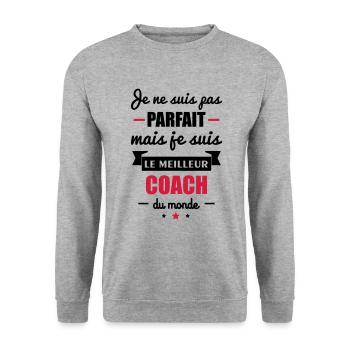pas parfait meilleur coach,idée cadeau coach - Sweat-shirt Unisexe - gris chiné - Devant - Alina (178cm) & Michal (187cm)