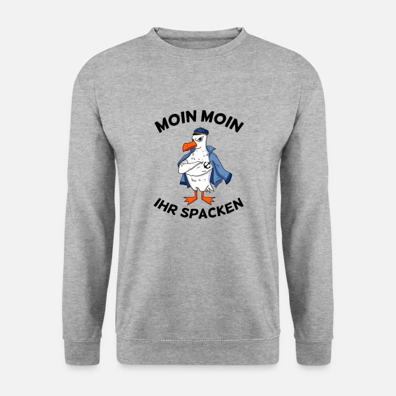 Moin Moin Ihr Spacken Seemöwe Anker Tattoo - Unisex Pullover - Weißgrau meliert