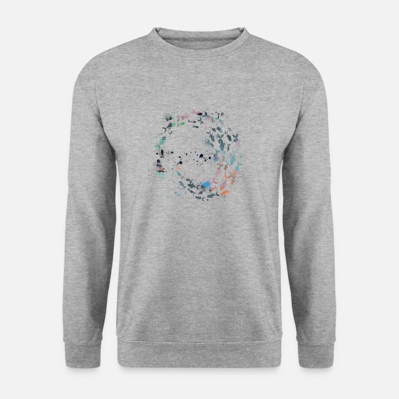 fischschwarm,fische,malerei,bunt,graffiti,bunt - Unisex Pullover - Weißgrau meliert