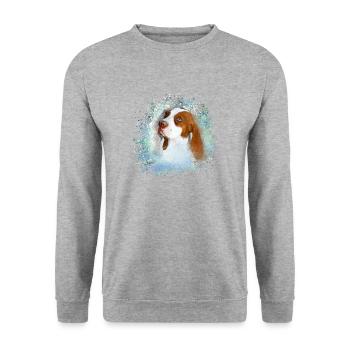 Canaan, chien, graffiti, beige, peinture, bleu - Sweat-shirt Unisexe - gris chiné - Devant - Alina (178cm) & Michal (187cm)