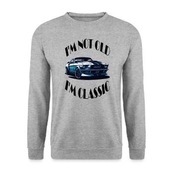 I'm not old i'm classic - Unisex Pullover - Weißgrau meliert - Vorne - Alina (178cm) & Michal (187cm)