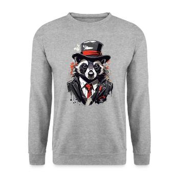 Skunk Gangster Alte Schule - Unisex Pullover - Weißgrau meliert - Vorne - Alina (178cm) & Michal (187cm)