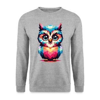 Polygon Eule geometrisch - Unisex Pullover - Weißgrau meliert - Vorne - Alina (178cm) & Michal (187cm)
