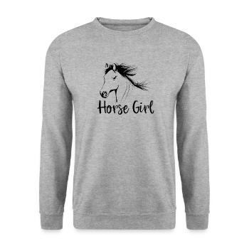 Horse Girl Horse Lover Horse Head Girl - Unisex Sweatshirt - salt & pepper - Front - Alina (178cm) & Michal (187cm)