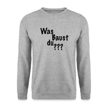 Bauspaßundmehr Kollektion - Unisex Pullover - Weißgrau meliert - Vorne - Alina (178cm) & Michal (187cm)