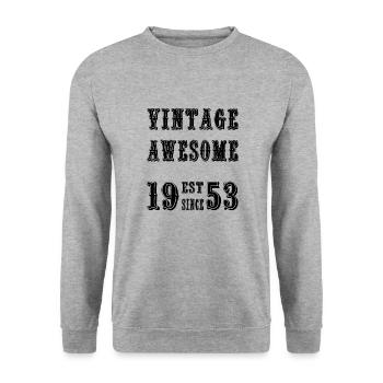 Vintage Awesome EST SINCE 1953 Birthday - Unisex Sweatshirt - salt & pepper - Front - Alina (178cm) & Michal (187cm)