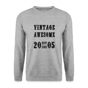 Vintage Awesome EST SINCE 2005 Birthday - Unisex Sweatshirt - salt & pepper - Front - Alina (178cm) & Michal (187cm)