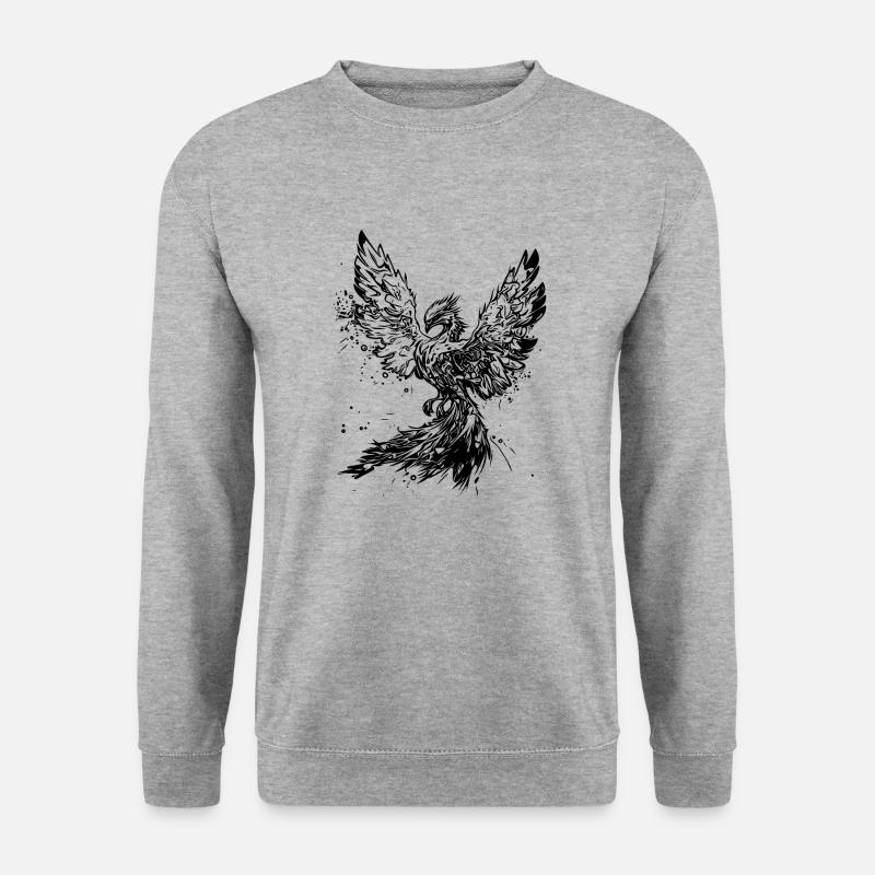 Phönix Magie Symbol der Unsterblichkeit und Stärke - Unisex Pullover - Weißgrau meliert