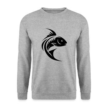 Quick Sports Fish Portrait Tattoo - Unisex Sweatshirt - salt & pepper - Front - Alina (178cm) & Michal (187cm)