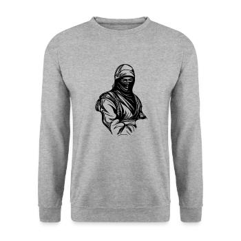 Freizeit Ninja Athlet Warrior Kraftsport Style - Unisex Pullover - Weißgrau meliert - Vorne - Alina (178cm) & Michal (187cm)