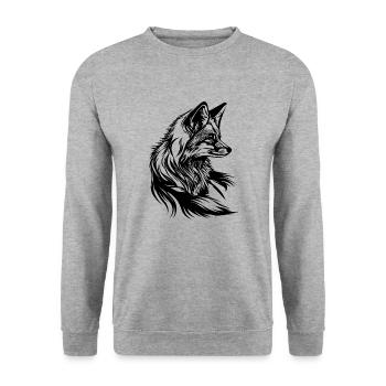 Little Cute Fox Portrait Tattoo Ink - Unisex Sweatshirt - salt & pepper - Front - Alina (178cm) & Michal (187cm)