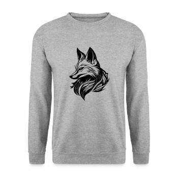 Elegant cunning fox in tattoo ink - Unisex Sweatshirt - salt & pepper - Front - Alina (178cm) & Michal (187cm)