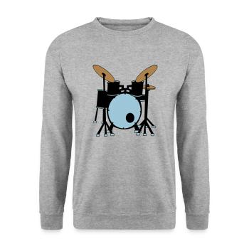 Schlagzeug Instrument Geschenkidee Musik Band - Unisex Pullover - Weißgrau meliert - Vorne - Alina (178cm) & Michal (187cm)