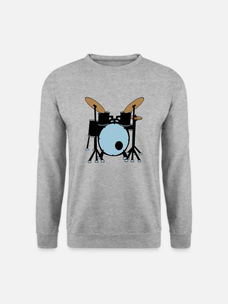 Schlagzeug Instrument Geschenkidee Musik Band - Unisex Pullover - Weißgrau meliert