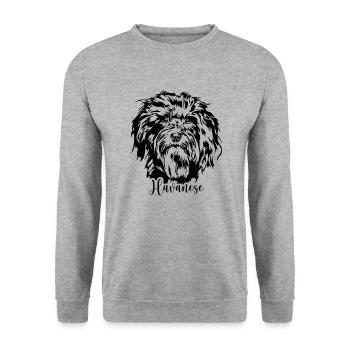 Havanese Dog Portrait Dog Wilsigns - Unisex Sweatshirt - salt & pepper - Front - Alina (178cm) & Michal (187cm)