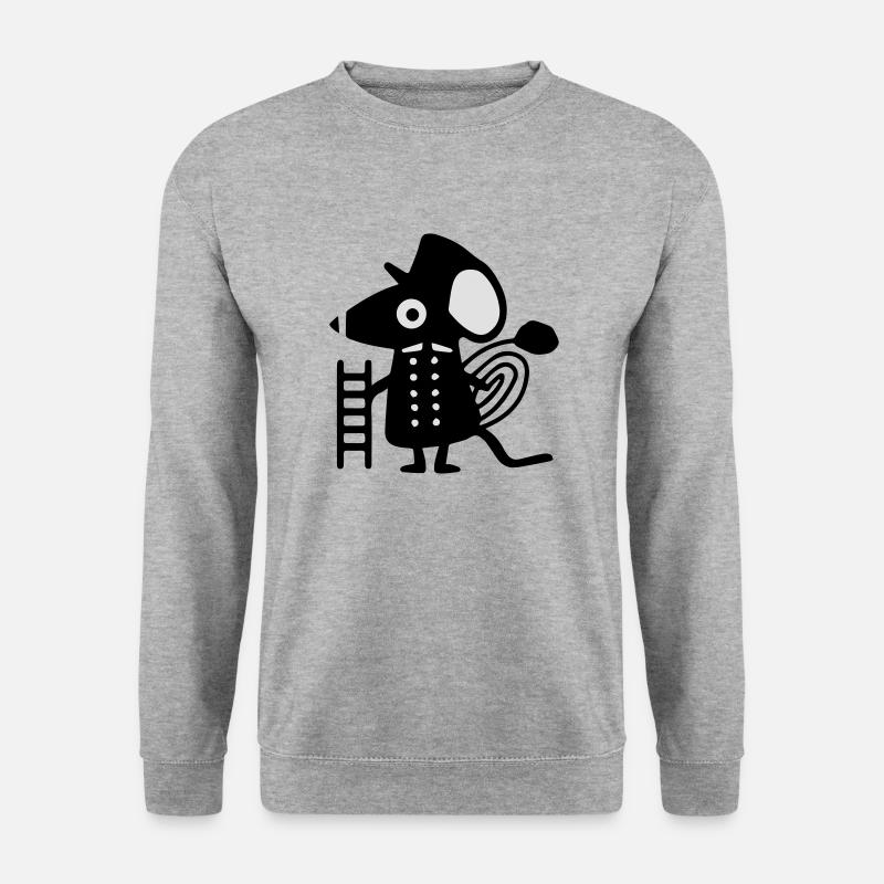 Maus als Schornsteinfeger - Unisex Pullover - Weißgrau meliert
