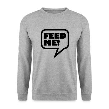 feed_me_1c - Unisex Pullover - Weißgrau meliert - Vorne - Alina (178cm) & Michal (187cm)