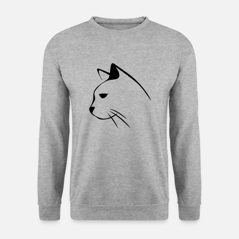 Katzengesicht - Unisex Pullover - Weißgrau meliert