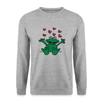 heart_frog_1220113c_a - Sweat-shirt Unisexe - gris chiné - Devant - Alina (178cm) & Michal (187cm)