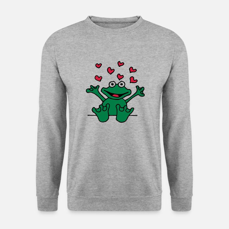 heart_frog_1220113c_a - Unisex Pullover - Weißgrau meliert