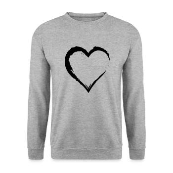 HEART - Unisex Sweatshirt - salt & pepper - Front - Alina (178cm) & Michal (187cm)