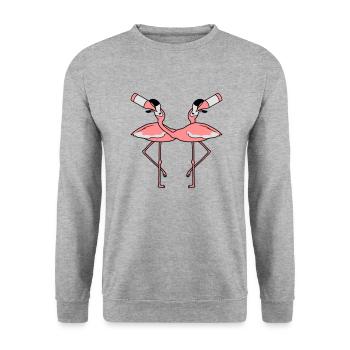 2 friends team couple crew drink booze beer flasc - Unisex Sweatshirt - salt & pepper - Front - Alina (178cm) & Michal (187cm)