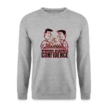Winning requires Confidence - Unisex Pullover - Weißgrau meliert - Vorne - Alina (178cm) & Michal (187cm)