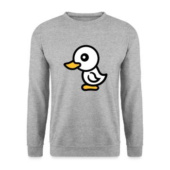 kueken huhn baby vogel kleines kind suess niedlich - Unisex Pullover - Weißgrau meliert - Vorne - Alina (178cm) & Michal (187cm)