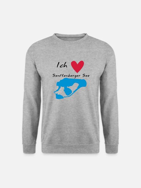 Ich liebe den Senftenberger See - Unisex Pullover - Weißgrau meliert