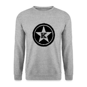 K - Unisex Pullover - Weißgrau meliert - Vorne - Alina (178cm) & Michal (187cm)