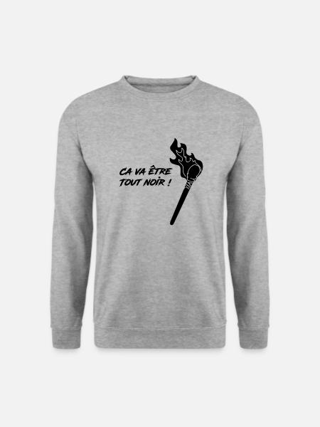 es wird alles schwarz sein - Unisex Pullover - Weißgrau meliert