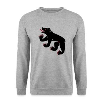 Zeichnung einer Bär ensymbolflagge Bern Schweiz - Unisex Pullover - Weißgrau meliert - Vorne - Alina (178cm) & Michal (187cm)