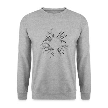 wires processor cpu wire cabling computer - Unisex Sweatshirt - salt & pepper - Front - Alina (178cm) & Michal (187cm)