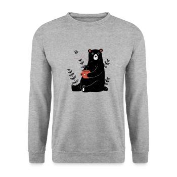 Ours sucré - Sweat-shirt Unisexe - gris chiné - Devant - Alina (178cm) & Michal (187cm)