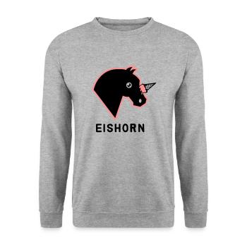 Eishorn - Einhorn Eis Parodie - Unisex Pullover - Weißgrau meliert - Vorne - Alina (178cm) & Michal (187cm)