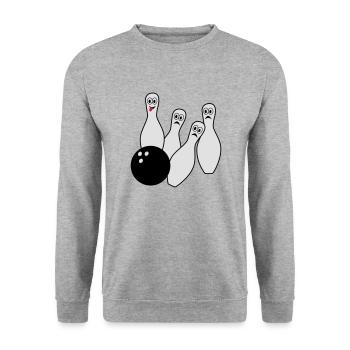 Bowling, Kegeln - Unisex Pullover - Weißgrau meliert - Vorne - Alina (178cm) & Michal (187cm)