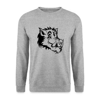 Sanglier drôle de tête - Sweat-shirt Unisexe - gris chiné - Devant - Alina (178cm) & Michal (187cm)